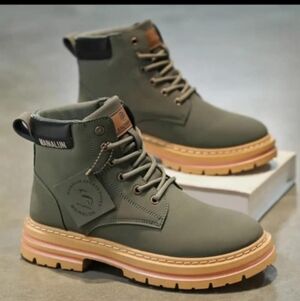 Olive Green Faux Leather Boots 39